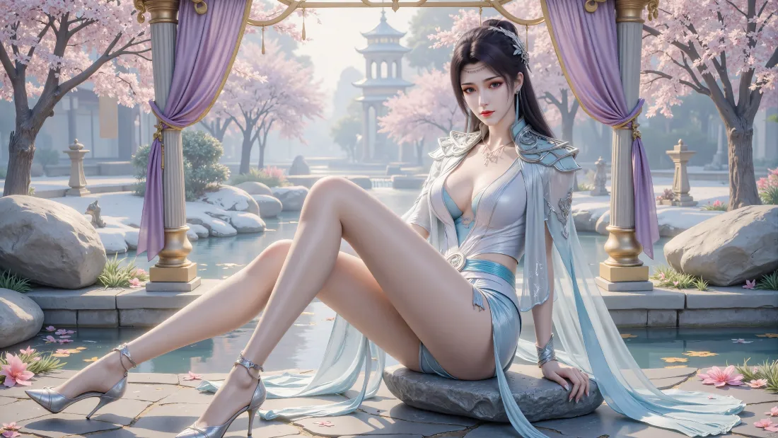 3k云韵壁纸｜斗破苍穹古风场景 - 浅蓝服饰美女「哲风壁纸」