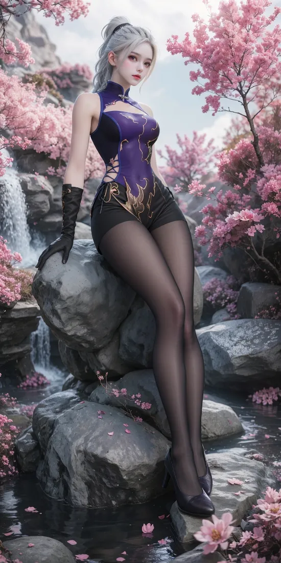 季莹莹手机壁纸｜永劫无间背景图 - 樱花黑丝「哲风壁纸」