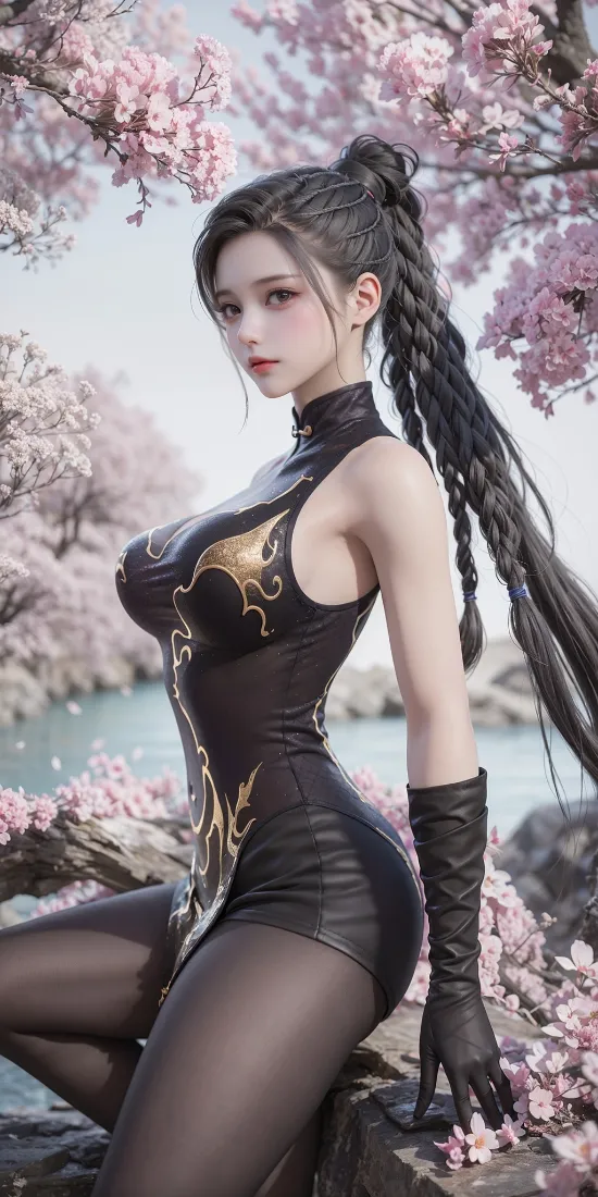 季莹莹手机壁纸｜永劫无间背景 - 樱花黑丝「哲风壁纸」