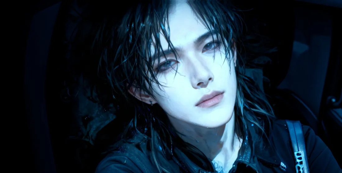 4kAI长发少年壁纸｜蓝色阴郁 - 湿发黑衣「哲风壁纸」