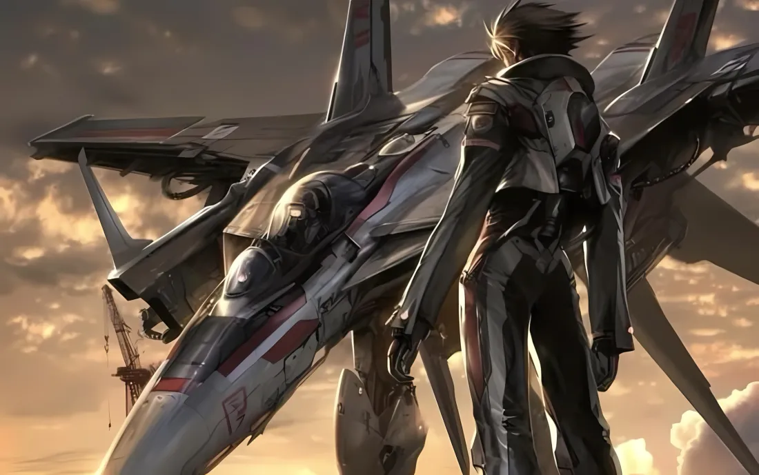 2k太空堡垒壁纸｜黄昏飞机背景 - 科幻人物「哲风壁纸」