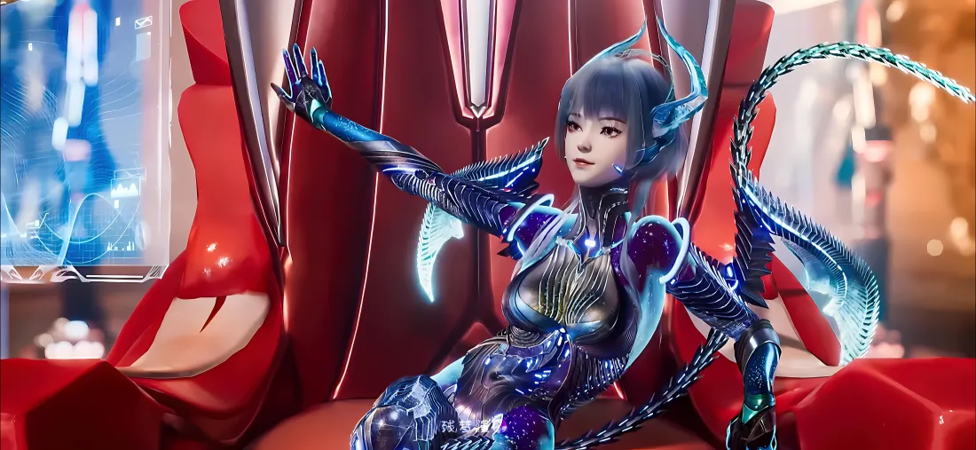 5k吞噬星空姑妈壁纸｜科幻 - 机甲蓝发角色「哲风壁纸」