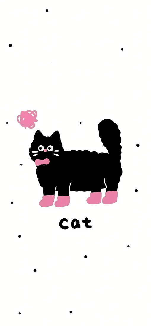 黑猫手机壁纸｜简约背景图片 - 可爱粉色「哲风壁纸」