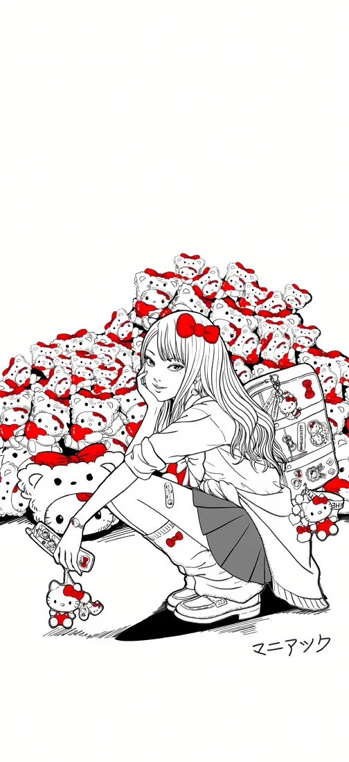 凯蒂猫手机壁纸｜女孩互动背景图片 - 简约卡通「哲风壁纸」