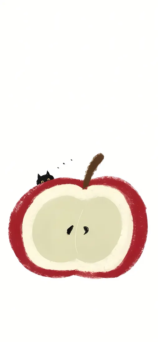 卡通苹果手机壁纸｜简约背景 - 手绘水果「哲风壁纸」