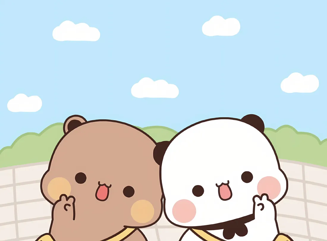 2k一二布布壁纸｜蓝天草地背景图 - 可爱卡通「哲风壁纸」