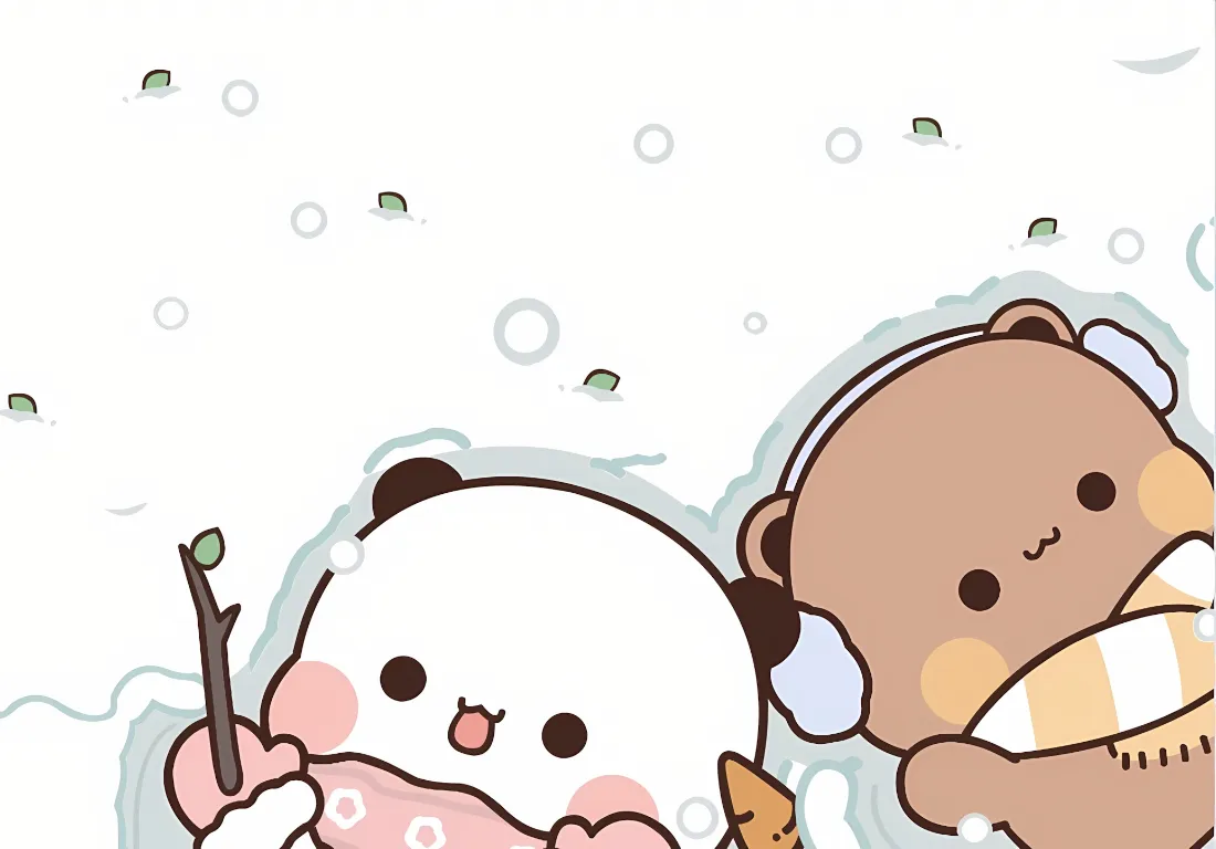 2k一二布布壁纸｜雪地背景图片 - 卡通小熊「哲风壁纸」