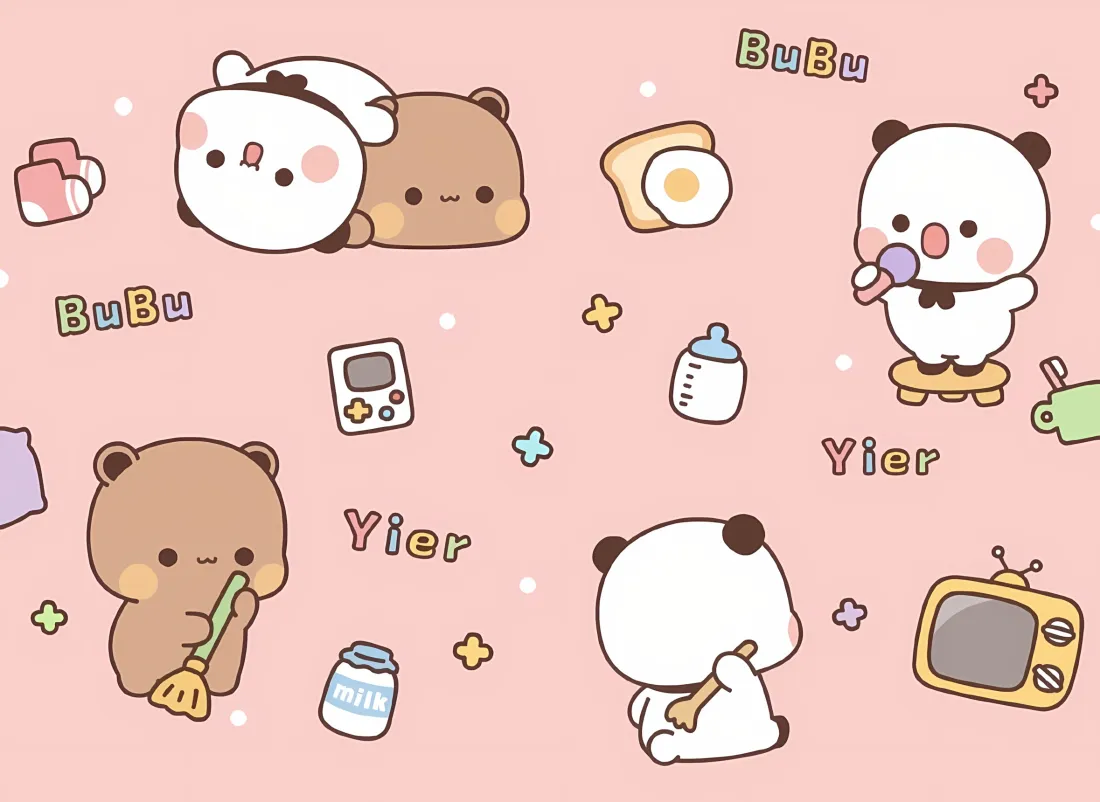 2k一二布布壁纸｜粉色背景 - 可爱卡通「哲风壁纸」