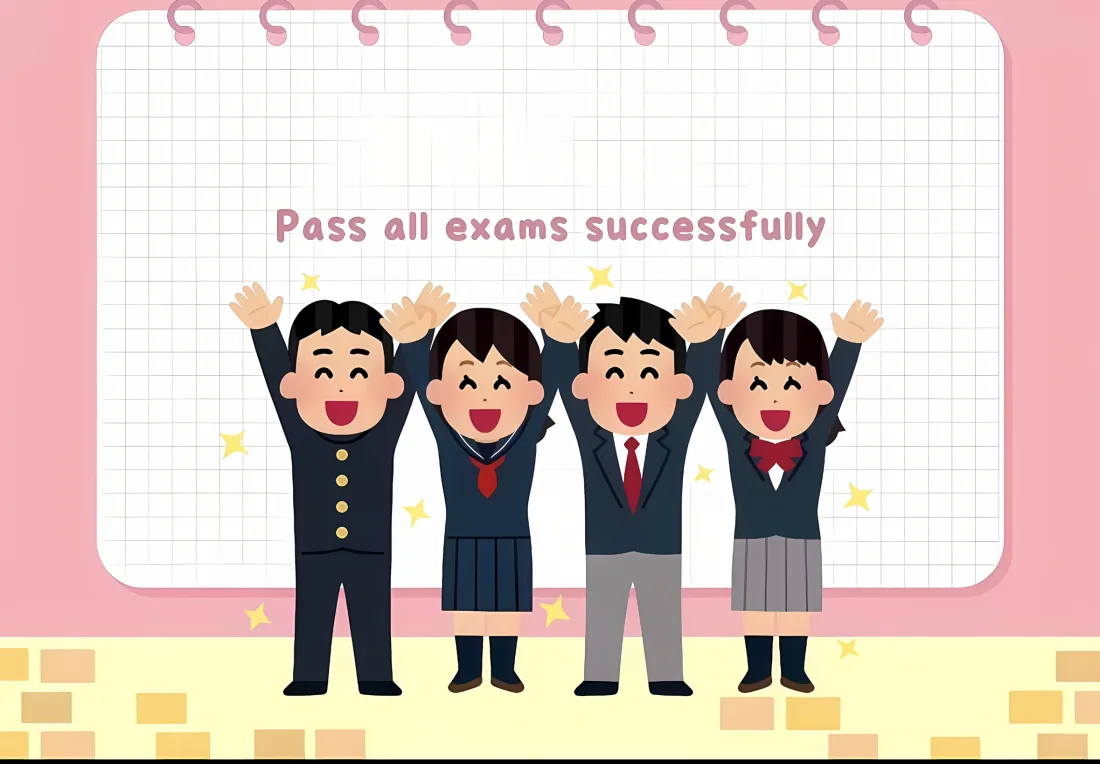 2k日本学生校服壁纸｜粉色背景图片 - 考试成功欢呼「哲风壁纸」