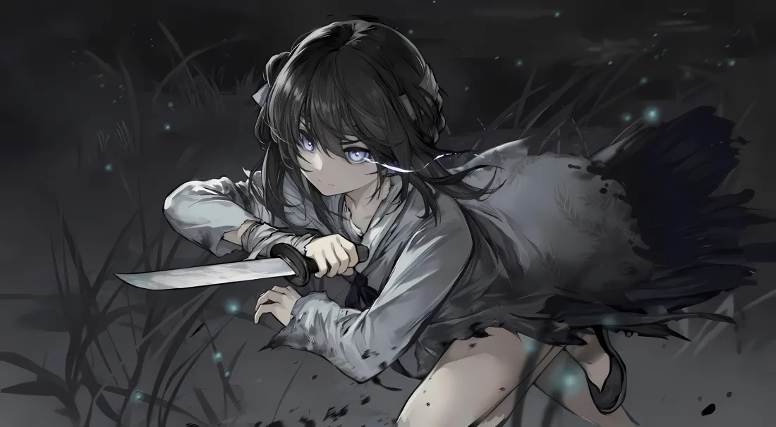 2k满穗壁纸｜饿殍明末千里行背景图片 - 持刀少女「哲风壁纸」