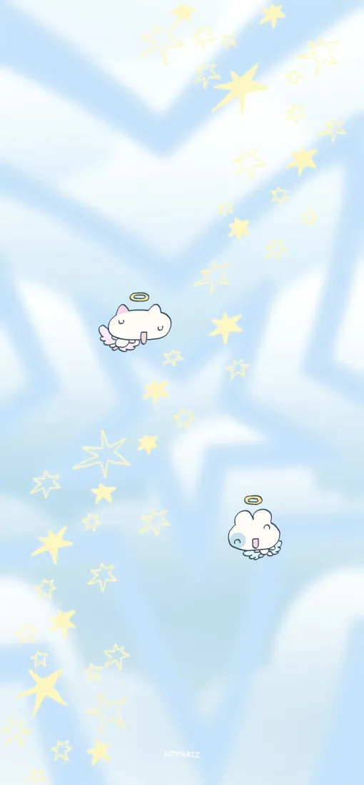 简约星星手机壁纸｜蓝色背景 - 可爱云朵「哲风壁纸」