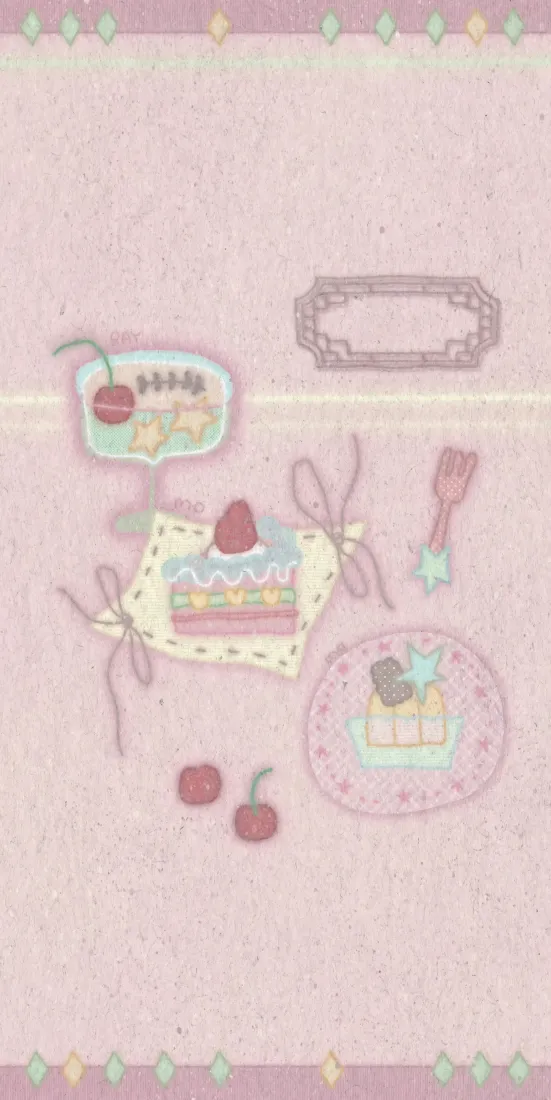 粉色甜点手机壁纸｜可爱背景 - 蛋糕樱桃「哲风壁纸」