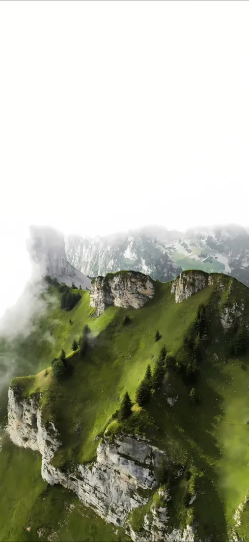 自然风景手机壁纸｜山峰草地背景 - 云雾「哲风壁纸」