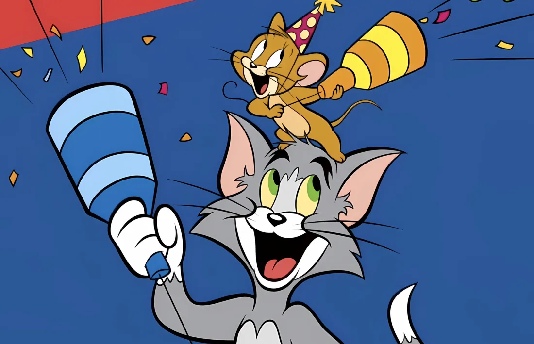 2k猫和老鼠壁纸｜蓝色背景图片 - 汤姆杰瑞礼炮「哲风壁纸」