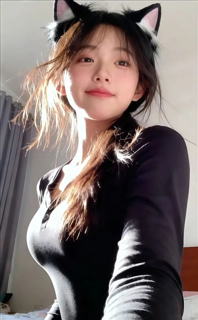 猫耳少女手机壁纸｜室内背景图片 - 清纯可爱「哲风壁纸」