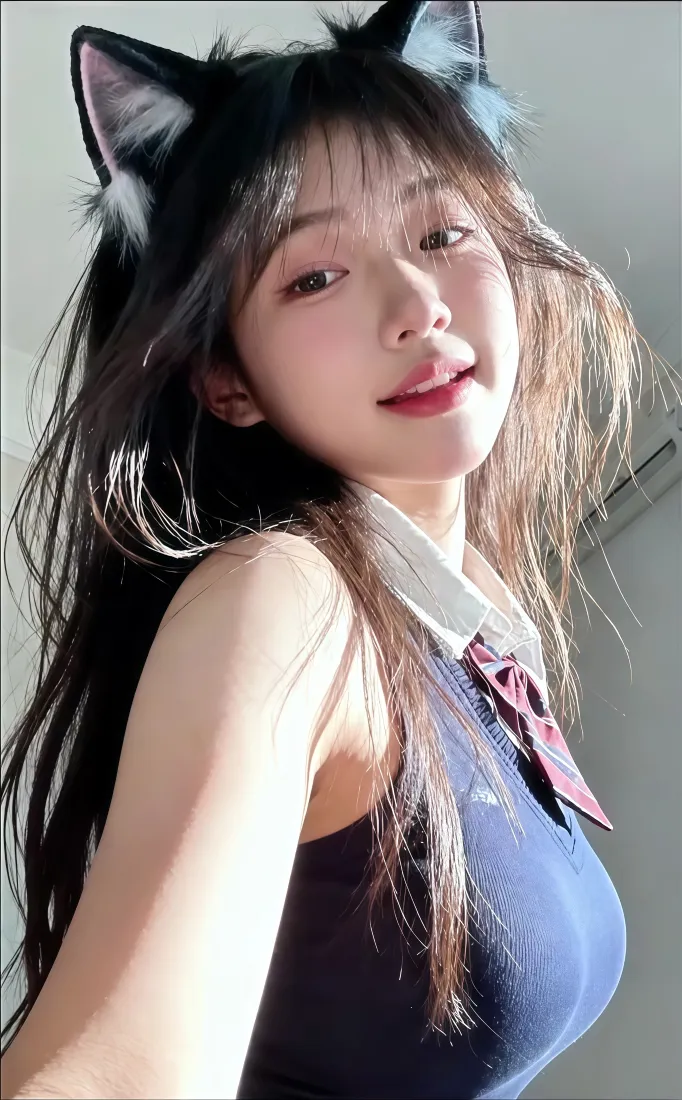 猫耳少女手机壁纸｜室内背景 - 可爱JK「哲风壁纸」