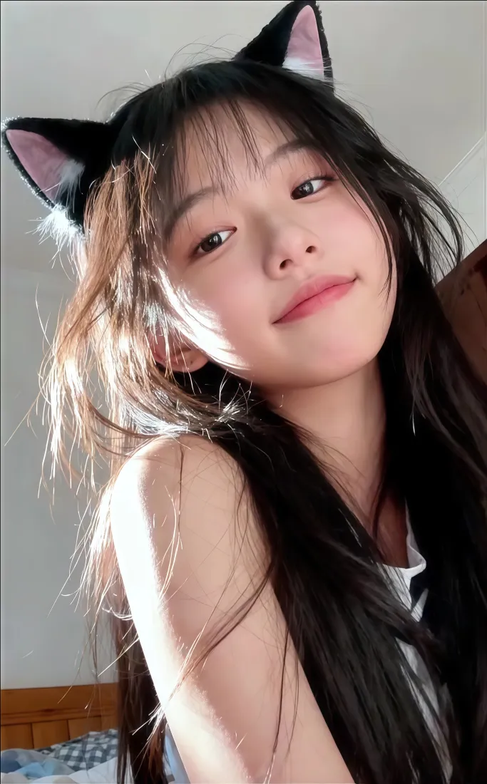 猫耳少女手机壁纸｜居家背景 - 可爱吊带「哲风壁纸」