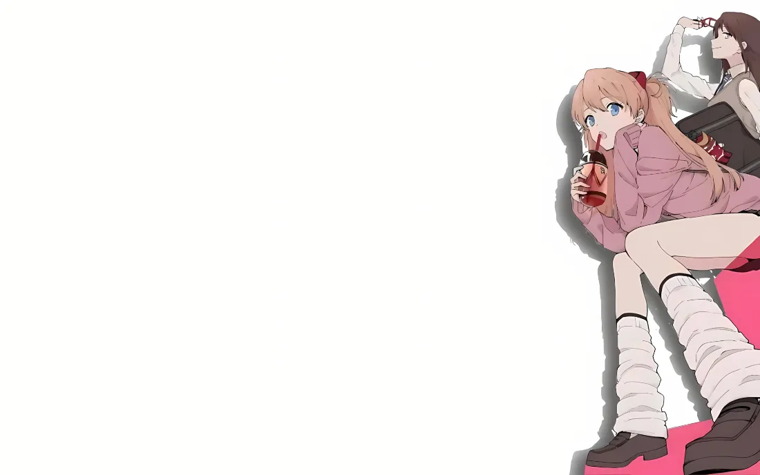 2k二次元jk少女壁纸｜简约白背景 - 粉色穿搭「哲风壁纸」