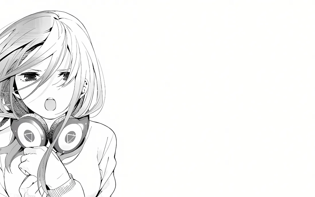 2k中野三玖壁纸｜黑白耳机背景图片 - 五等分的新娘「哲风壁纸」