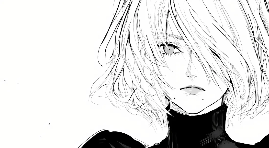 2k2B 尼尔机械纪元 黑白 壁纸｜动漫角色 背景 - 2B「哲风壁纸」