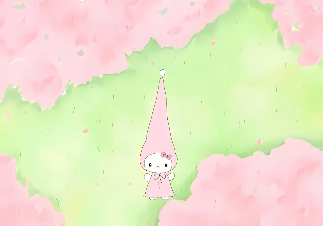 3k可爱小精灵壁纸｜粉花草地 - 卡通「哲风壁纸」