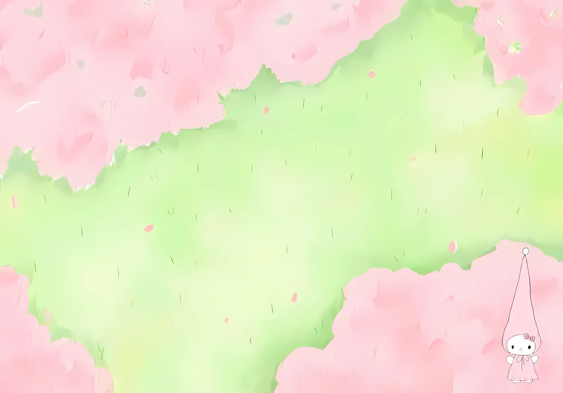 3k凯蒂猫壁纸｜粉绿水彩背景图片 - 可爱卡通「哲风壁纸」