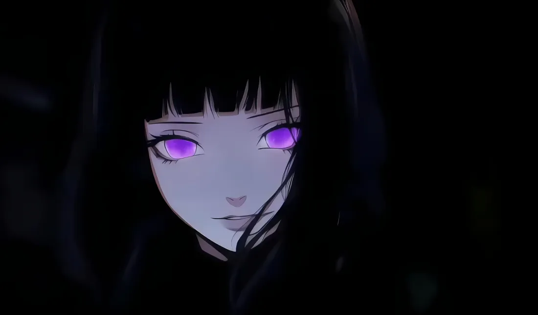 2k紫瞳二次元角色壁纸｜暗色 - 黑发「哲风壁纸」