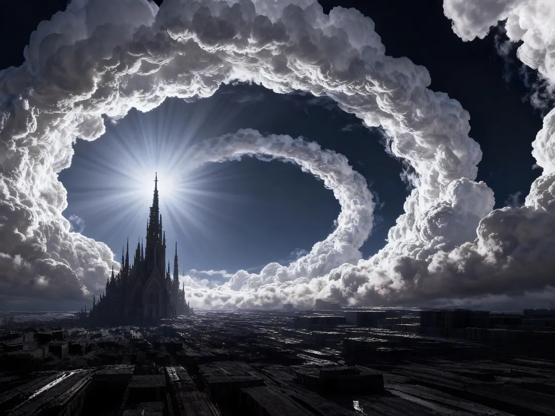 4k云城壁纸｜科幻场景背景 - 云漩涡环形云「哲风壁纸」