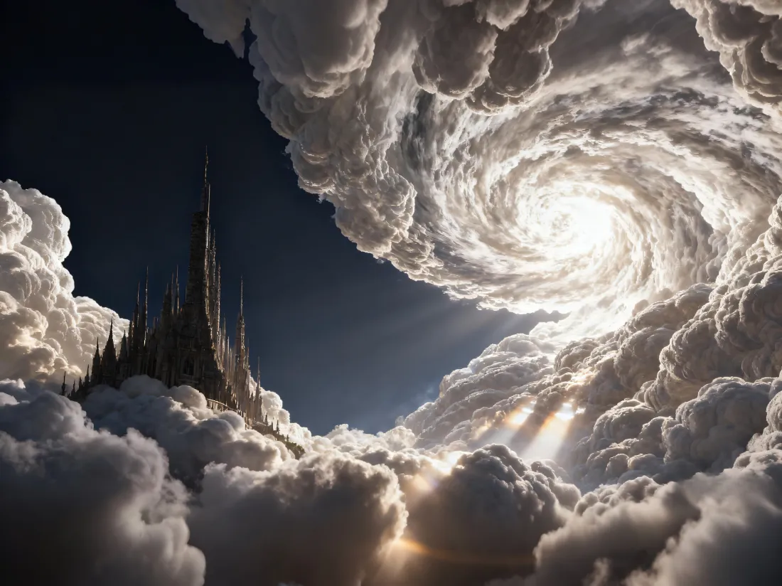 4k云城科幻壁纸｜云漩涡背景 - 城堡云海「哲风壁纸」