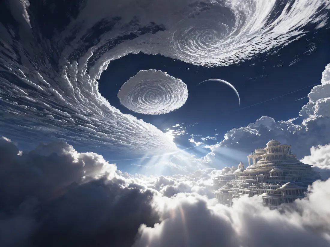 4k云城壁纸｜云漩涡背景 - 科幻场景云海「哲风壁纸」