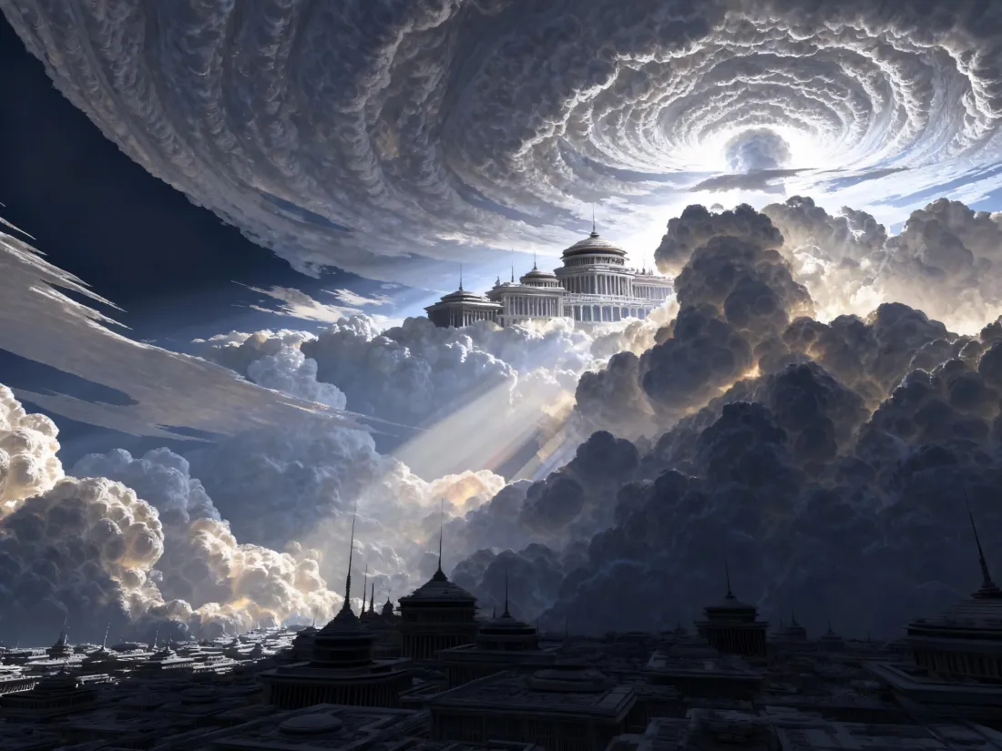 2k科幻云城壁纸｜云漩涡背景 - 天空之城「哲风壁纸」