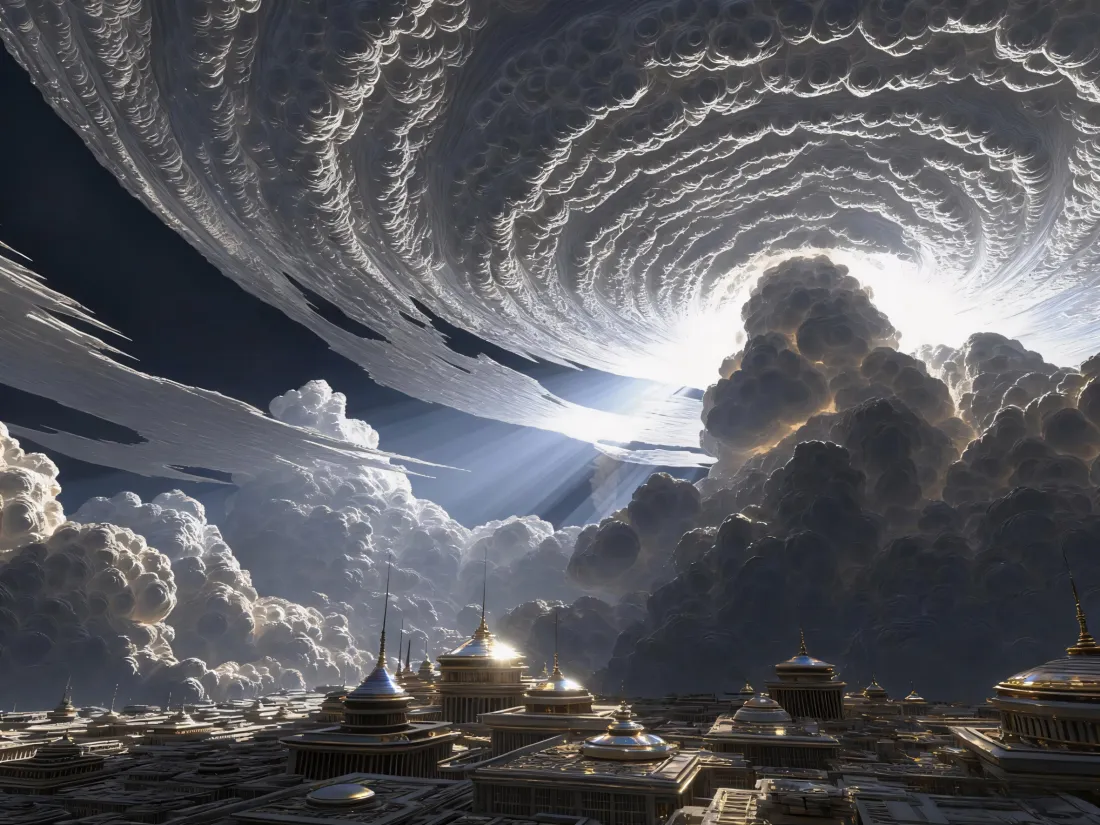 2k云城云漩涡壁纸｜科幻背景 - 未来都市「哲风壁纸」