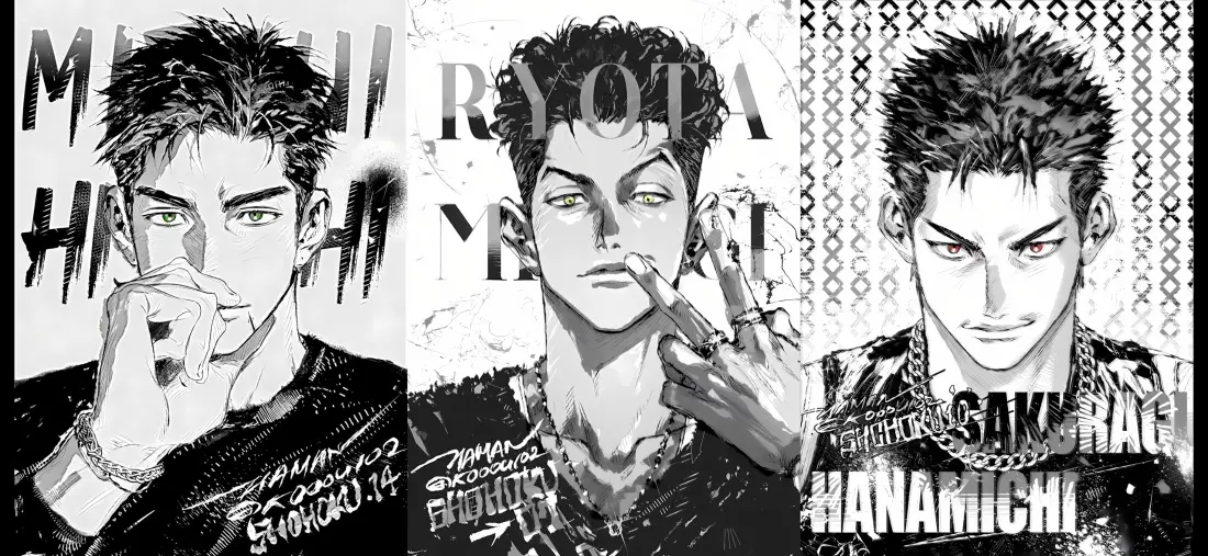 3k宫城良田壁纸｜灌篮高手 - 杂志风黑白插画「哲风壁纸」