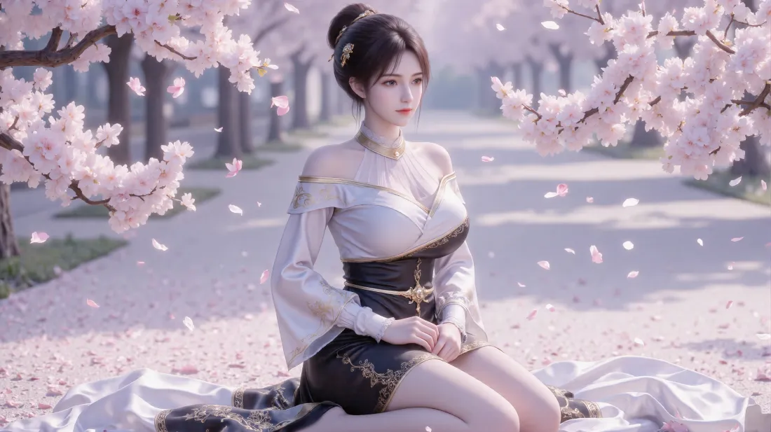 3k徐欣壁纸｜樱花道背景 - 古风美女「哲风壁纸」