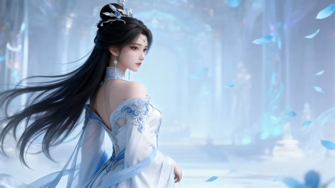 5k李慕婉壁纸｜仙逆背景图 - 古风蓝裙蝴蝶「哲风壁纸」