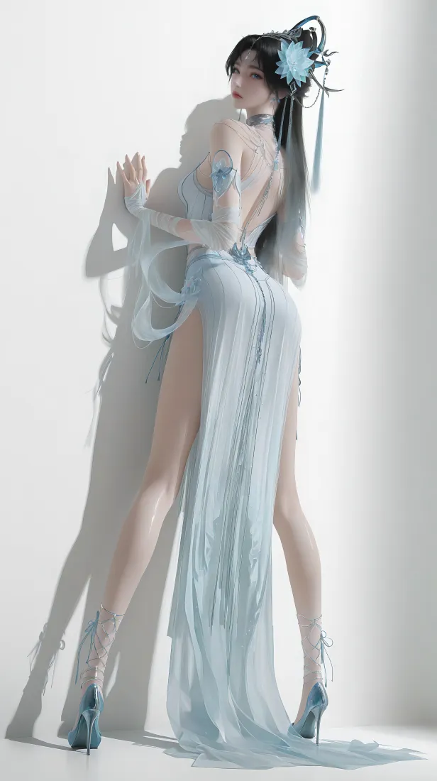 邀月手机壁纸｜浅蓝色古风背景图片 - 完美世界「哲风壁纸」