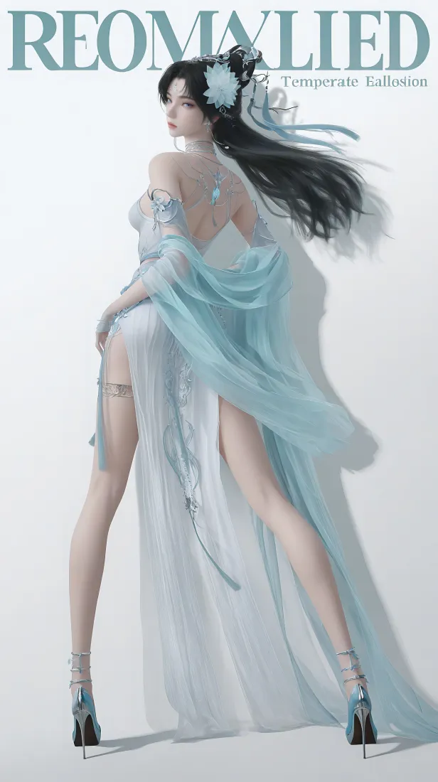 邀月手机壁纸｜完美世界背景图片 - 古风蓝裙「哲风壁纸」