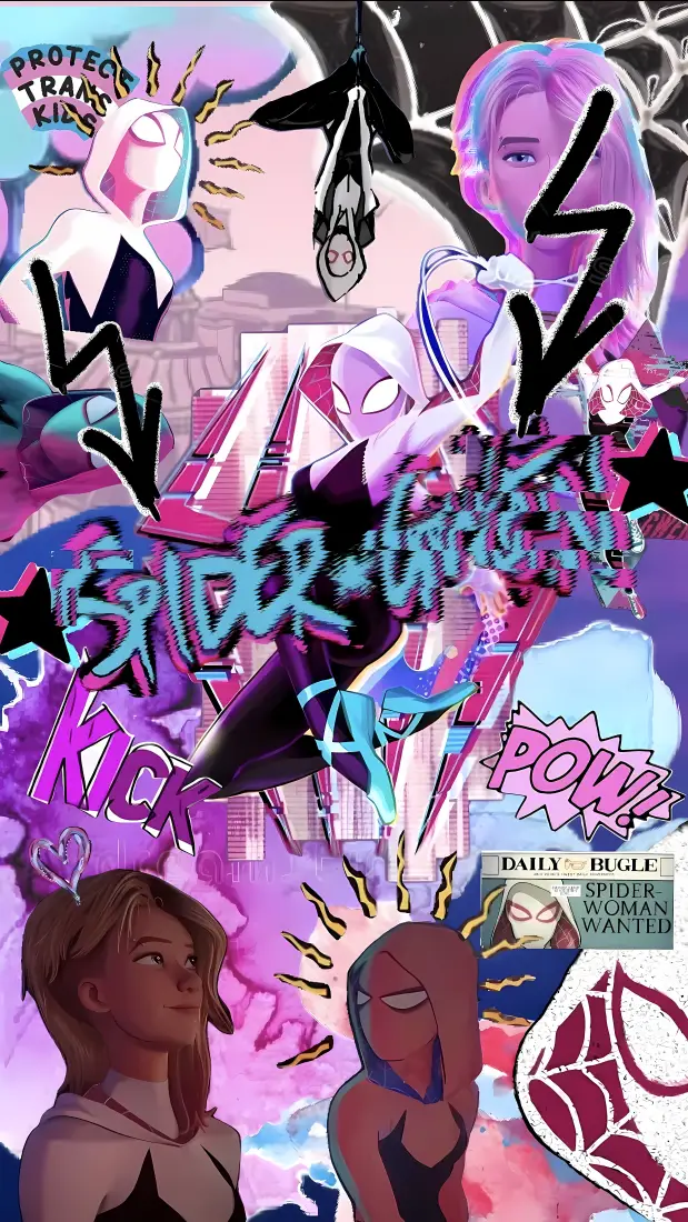 蜘蛛格温手机壁纸｜漫威插画背景图片 - 插画风「哲风壁纸」