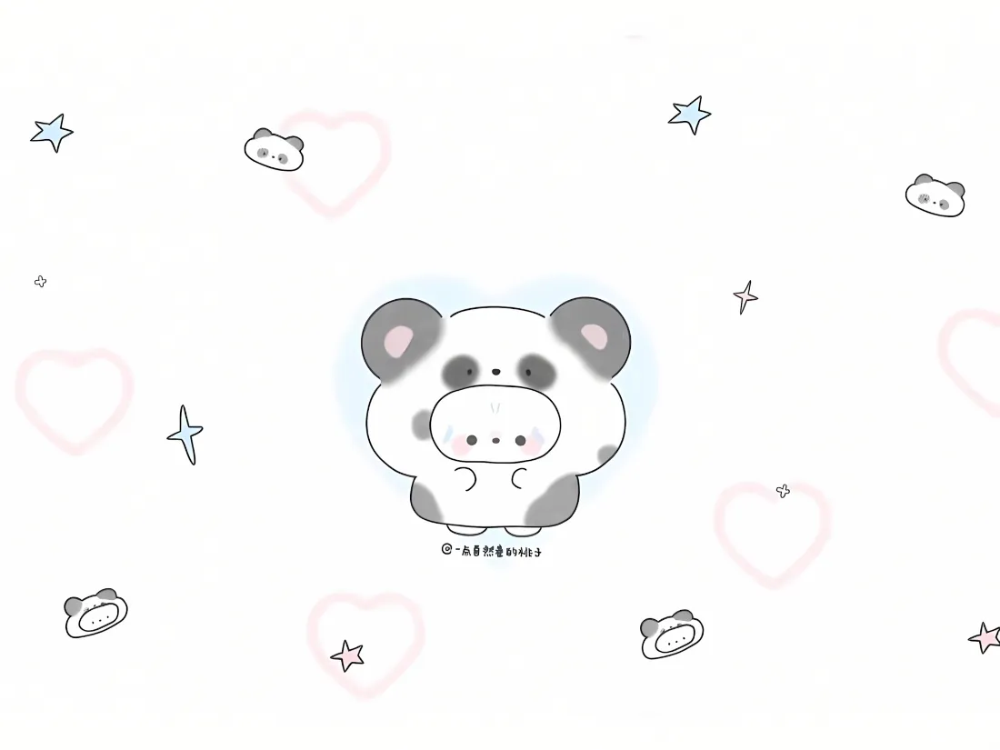 2k小熊猫壁纸｜可爱卡通背景图片 - 萌系爱心星星「哲风壁纸」