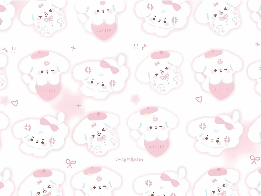 2k卡通小狗壁纸｜粉色可爱背景 - 萌系小狗「哲风壁纸」