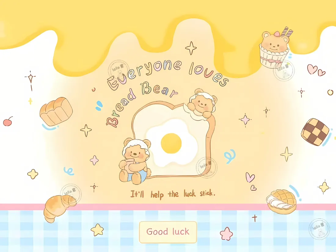 2k黄油小熊壁纸｜可爱背景图片 - 面包鸡蛋甜点「哲风壁纸」