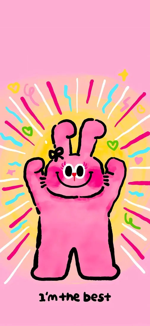 粉红兔手机壁纸｜彩色背景图片 - 可爱卡通兔子「哲风壁纸」