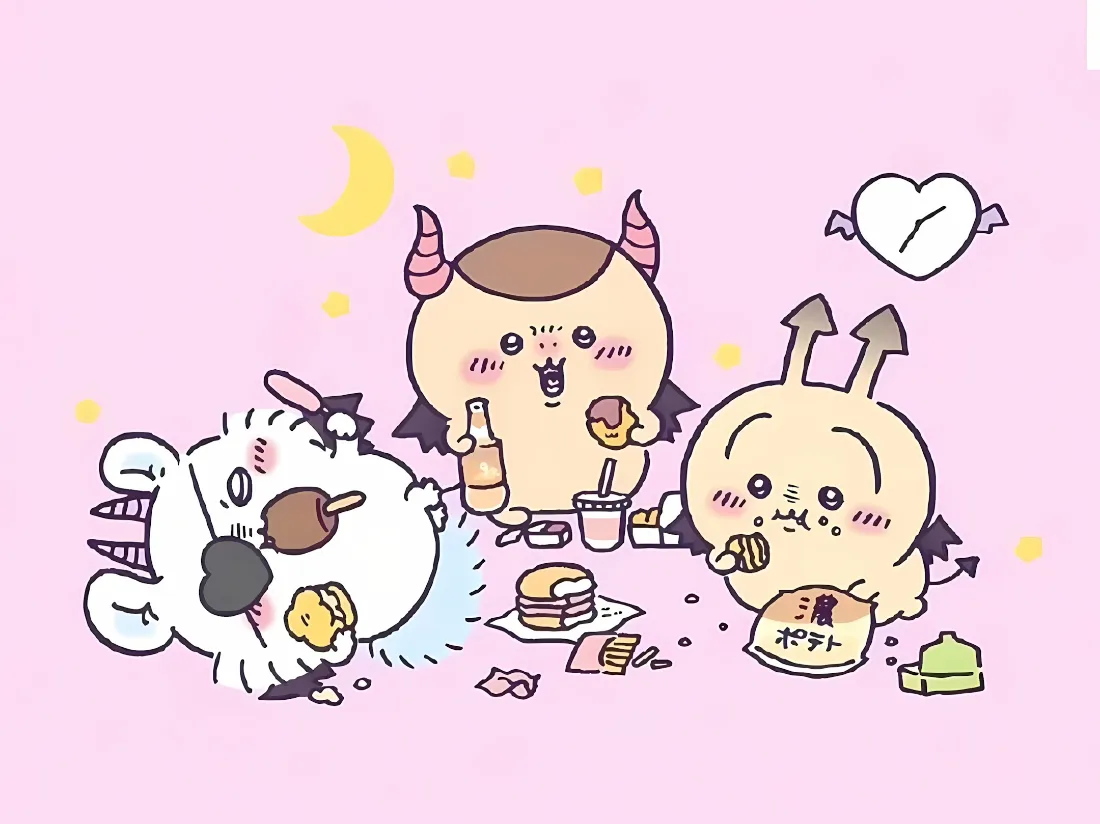 2k小八吉伊乌撒奇壁纸｜粉色背景 - 可爱卡通「哲风壁纸」