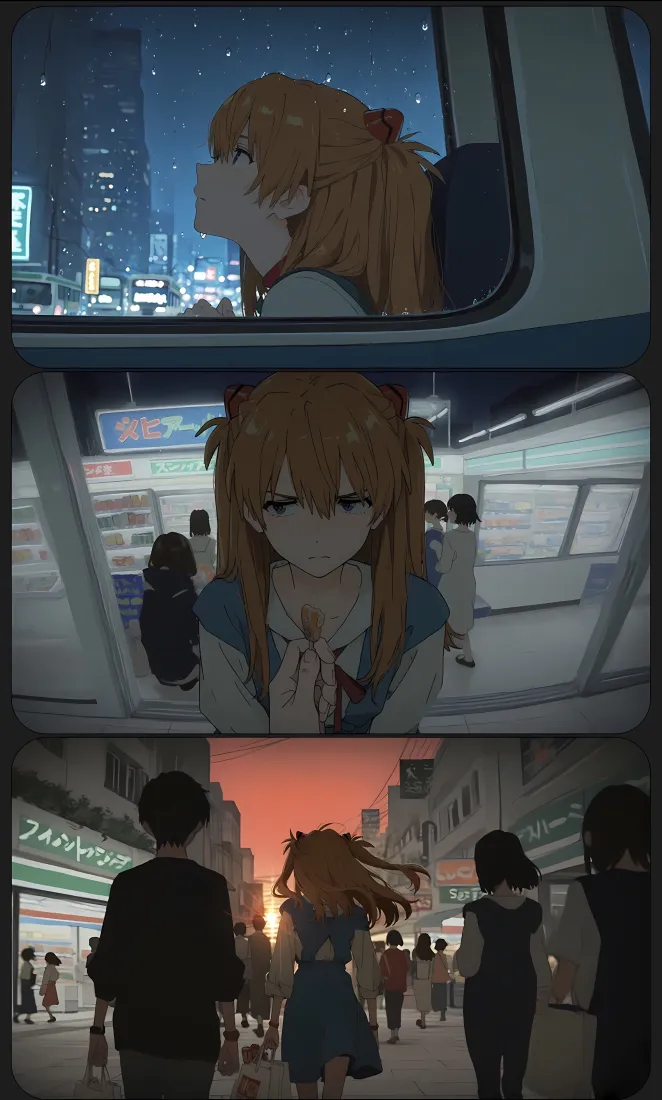 明日香手机壁纸｜EVA背景图 - 黄昏城市街道「哲风壁纸」