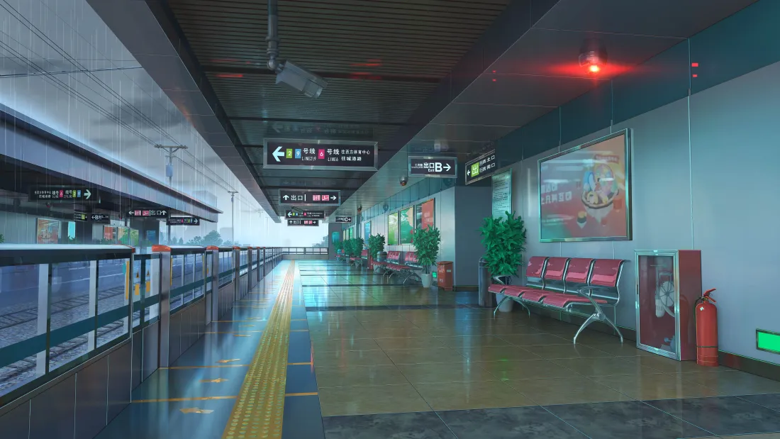 8k动漫地铁场景壁纸｜地铁站台背景图片 - 日漫「哲风壁纸」