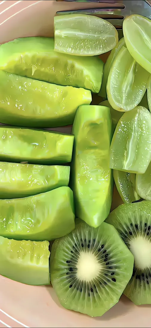 绿色果蔬手机壁纸｜青瓜猕猴桃背景 - 绿色护眼「哲风壁纸」