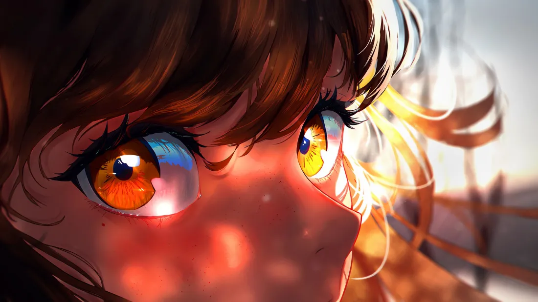 3k动漫眼睛壁纸｜阳光背景图片 - 刘海暖光「哲风壁纸」
