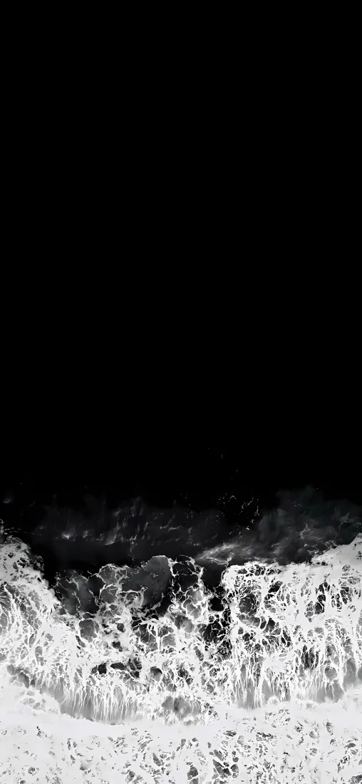 黑白海浪手机壁纸｜黑底浪花 - 简约海水波纹「哲风壁纸」