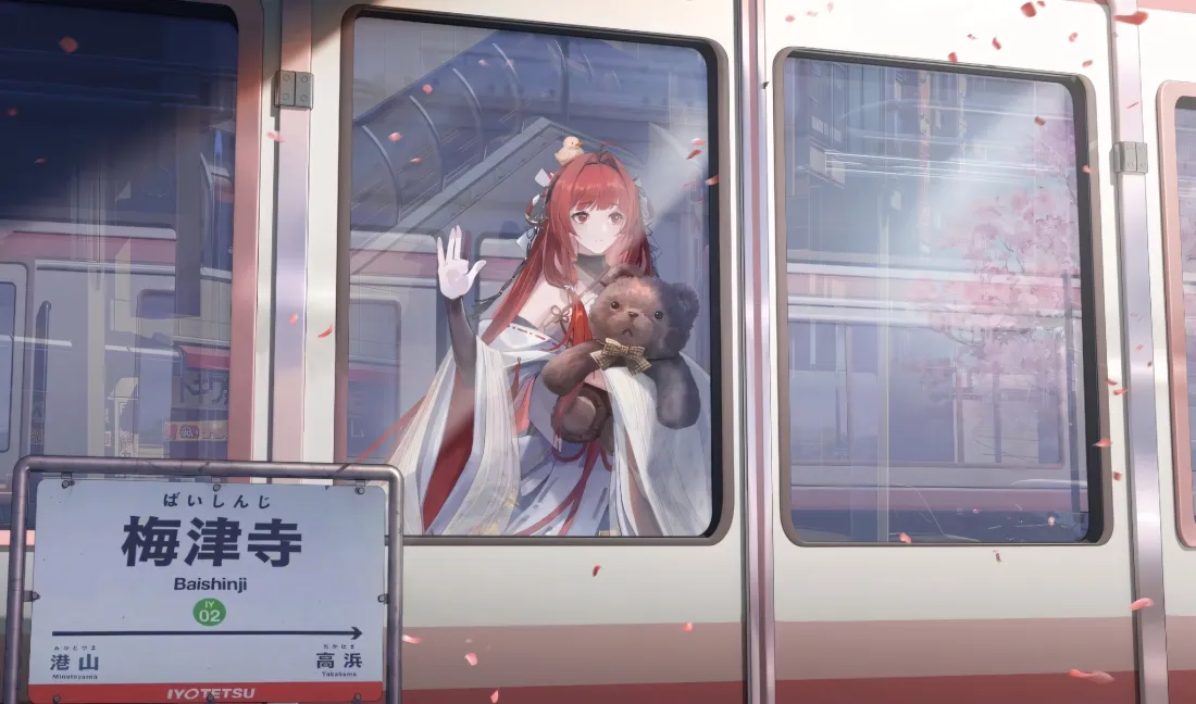 2k上杉绘梨衣壁纸｜梅津寺电车背景 - 龙族樱花「哲风壁纸」