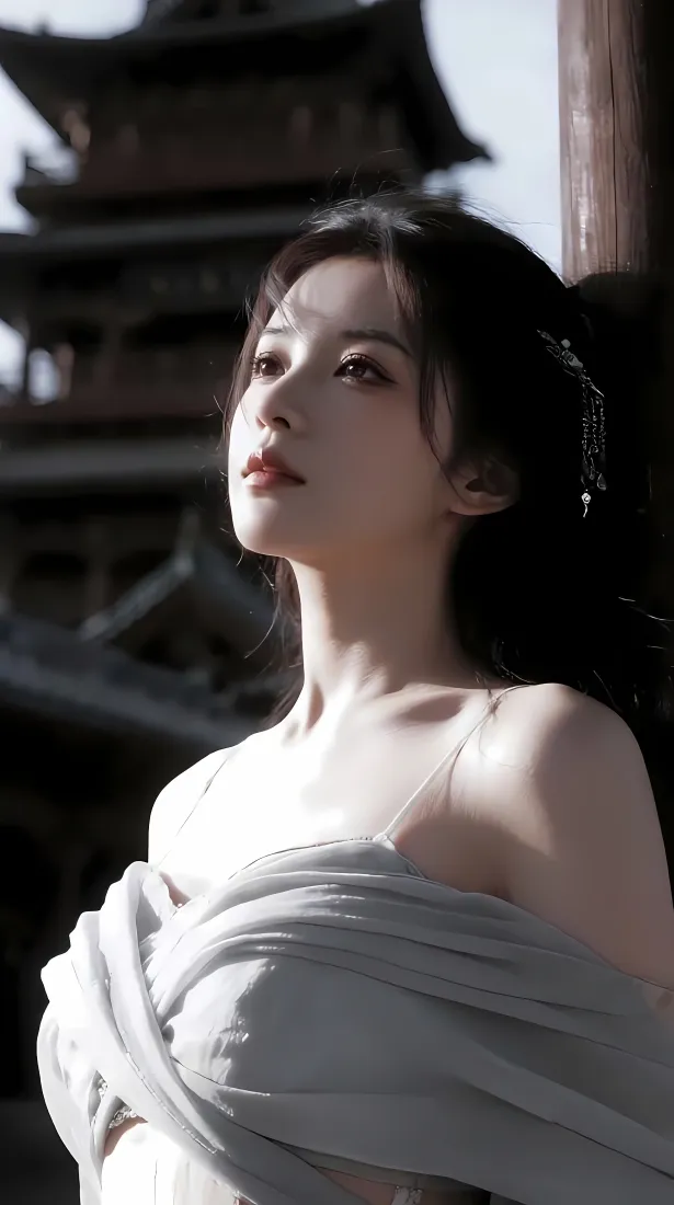 古风美女手机壁纸｜古风建筑背景图片 - 浅衣古装「哲风壁纸」